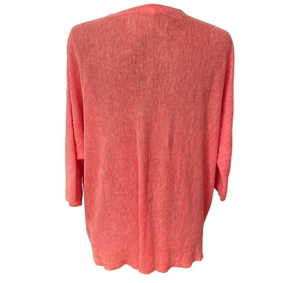 Eileen Fisher Knit Salmon Pink Organic Linen V neck Top Small - Picture 6 of 7